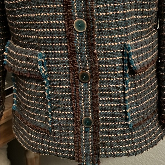 Anthropologie Tabitha Ulster Wool Tweed Lined Blazer Jacket Size 8 - Picture 4 of 8